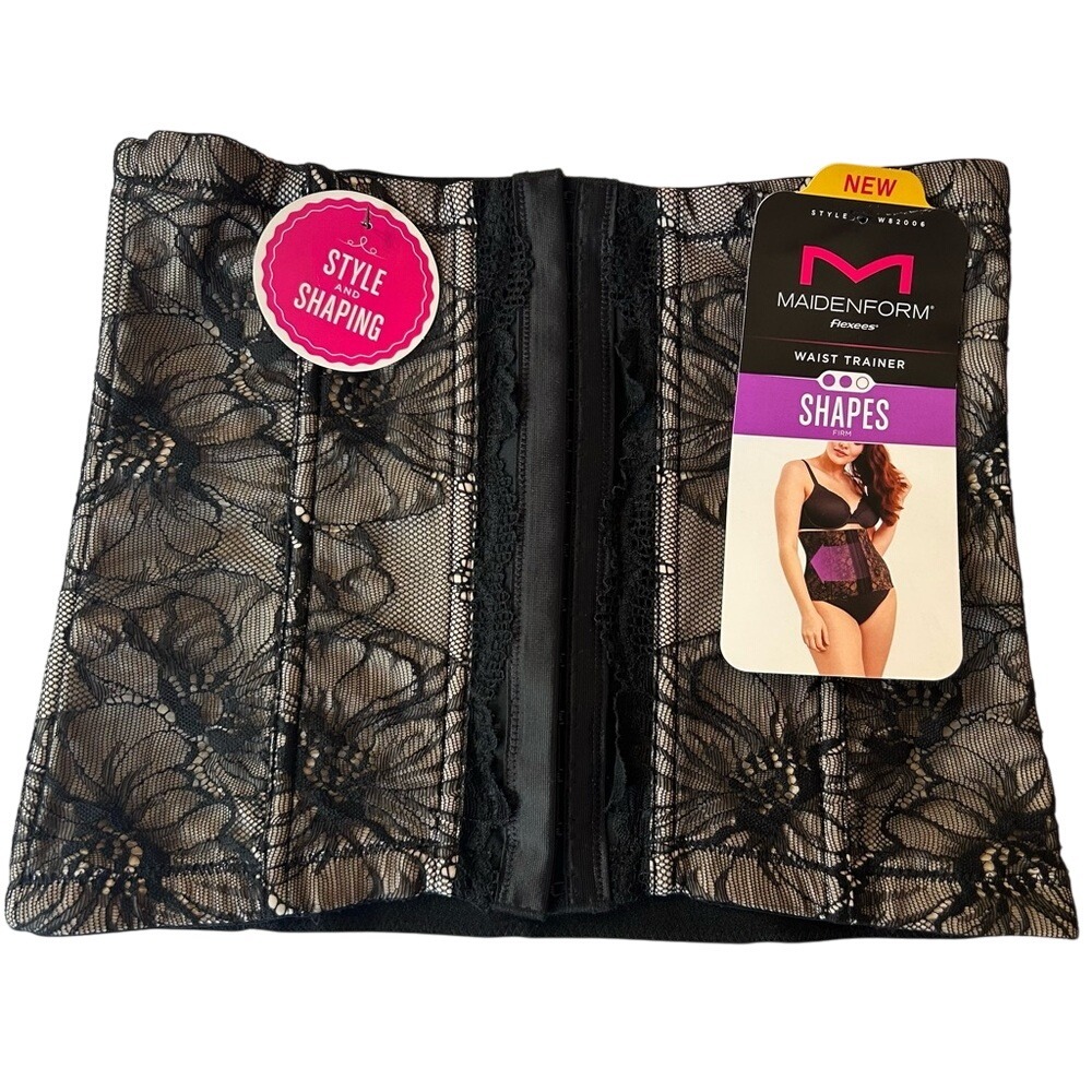 NWT Maidenform‎ Black Lace Waist Trainer Size Medium